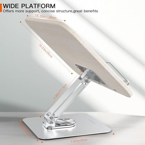 HARRYFIT Book Stand for Reading, 360° Rotate & Multi Heights Adjustable Book Holder,Foldable Cookbook Book Stands with Elastic Page Clips for Sheet Music, Recipe, Laptop, Textbook (Light Wood) 6