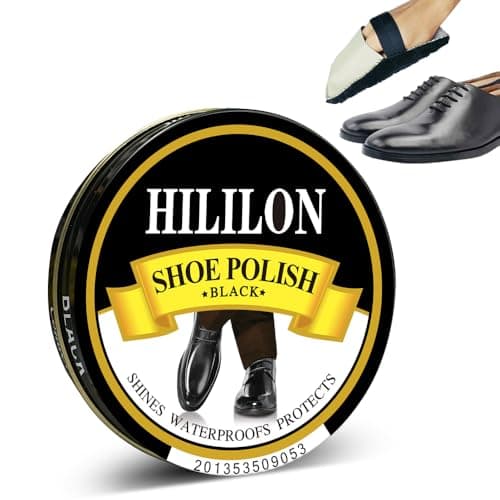 HILILON Black Shoe Polish Paste for Leather Shoes & Boots, Premium High-Gloss Shine, UV Protection, Includes Wool Cloth, 1.75oz (50ml) 7