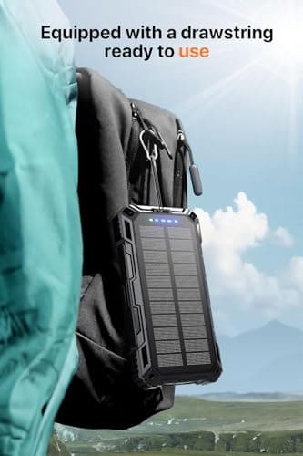 jskei Power Bank 49800mAh Solar Portable Charger Wireless Charging USB-C 15W Fast Charging with 4 Built-in Cables LED Flashlight Battery Pack Compatible with iPhone, iPad, Perfect for Camping,Hiking 9
