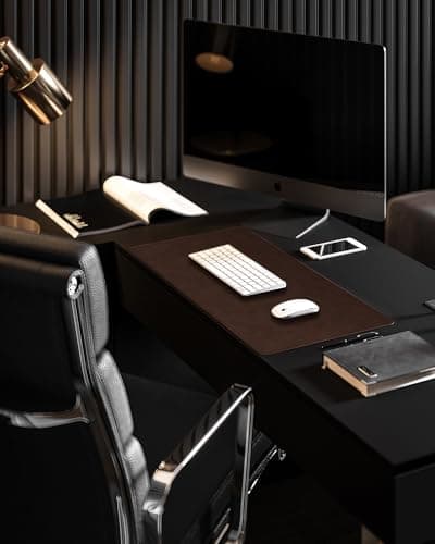 YSAGi Genuine Leather Desk Mat, 31.5"x15.8" Office Desk Pad, Thick Premium Table Pad with Stitched Line, Non-Slip Laptop Writing Pad with Rubber Base (Dark Brown, 31.5"x15.8") 7