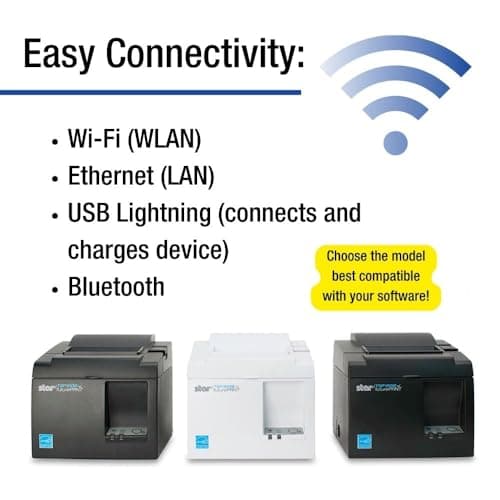 Star Micronics TSP143IIIW Wi-Fi (WLAN) Thermal Receipt Printer with Wireless Access Point, WPS, Cutter, and Internal Power Supply - Gray 5
