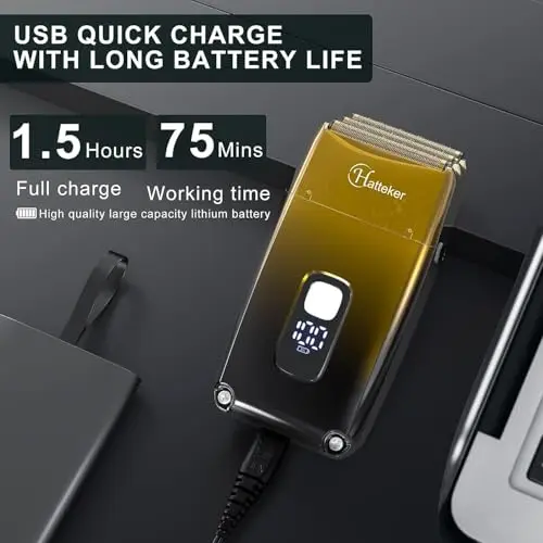 Hatteker Foil Shaver Bald Head Shaver Electric Shaver Razor for Men Precision Trimmer Beard Clipper Triple Blades Waterproof Cordless 7