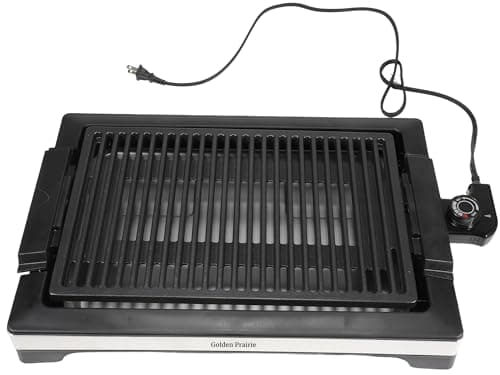 Electric Smokeless Indoor Grill, 1600W Fast Heat Up BBQ Grill, Nonstick Cooking Surface, 5 Levels Adjustable Temperature, Dishwasher Safe Removable Water Tray-Easy to Clean, Cool-touch Handles, Black 5