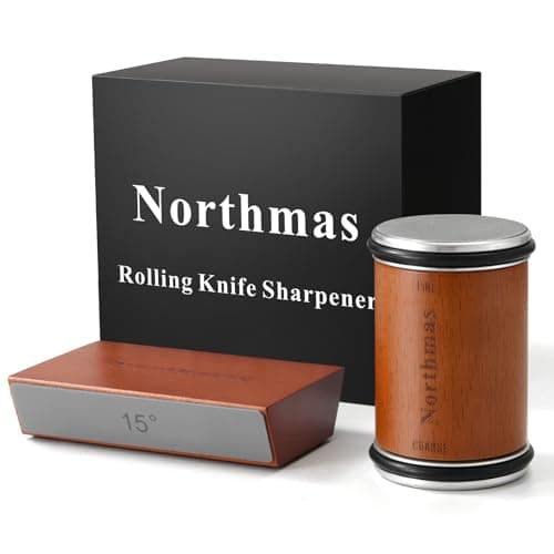 Northmas Rolling Knife Sharpener, Diamond Knife Sharpener Kit for Kitchen Knives, Offers 15 & 20 Degree Sharpening for Different Knives, Includes A Stainless Steel Pad for Small Knives Sharpening 8