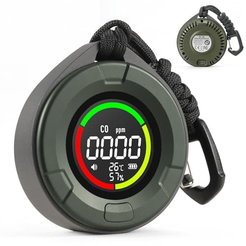 DS-100 Portable Carbon Monoxide Detector for Travel, 140H Standby, CO Detector with Magnetic Back, 3-in-1 CO Monitor with Audible & Visual Alarm for Camping, Hotel, Car & RV