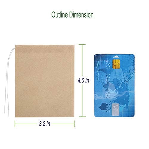 Aksuaple Eco-Fil Disposable Tea Filter Bags for Loose Tea, Wood Pulp Material, Biodegradable and Compostable, Unbleached Empty Tea Infuser Sachets with Drawstring, 100 Pack (3.2inch x 4.0inch) 5