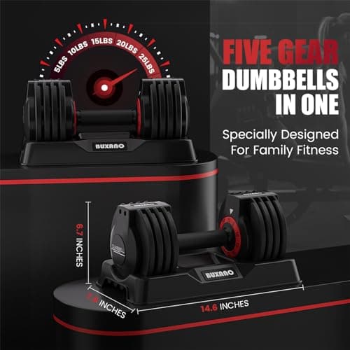 Adjustable Dumbbell 25LB Single Dumbbell Weight, 5 in 1 Free Weight Dumbbell with Non-Slip Handle,Ideal for Home Gym Workouts 5