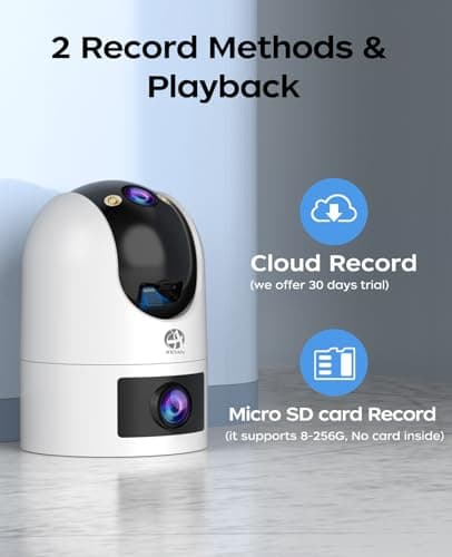 JOOAN 5G 2.4G Dual WiFi Security Camera Outdoor 2K Dual Lens Home Surveillance IP Cam 360° PTZ 2 Way Audio IP66 Waterproof Motion Detection Alert Color Night Cloud/Card Record 6