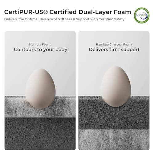 HOMRELEXA Firm Cooling Mattress Topper Queen Size 3 Inch, Cooling Gel & Bamboo Charcoal Memory Foam Mattress Topper for Back Pain Relief, Dual-Layer Foam Bed Pad with Removable Cover 7