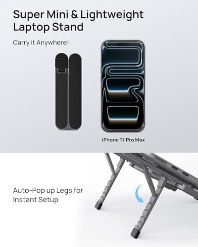 SODI [Ultra Compact] Foldable & Portable Laptop Stand for Desk, Lightweight Tablet Stand for Business Travel, Library, Cafe, 6 Level Height Ergonomic Aluminum Computer Holder for 10-16" Laptops 7