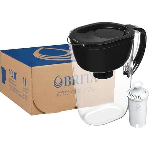 Brita Large Water Filter Pitcher for Tap and Drinking Water with SmartLight Change Indicator, Includes 1 Standard Filter, BPA-Free, Lasts 2 Months, 10-Cup Capacity, Stretch Limo Black 15