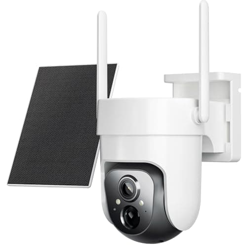 LongPlus No WiFi Security Camera, 4G LTE Cellular Security Camera with SIM Card, 2K Solar Outdoor Cam Wireless, 360° View, Color Night Vision, Motion&Siren Alarm, Smart AI Detection