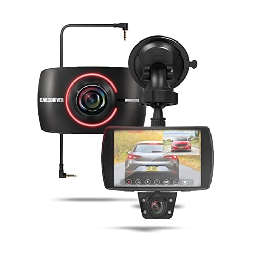 Car and Driver Full HD Dual-View Dash Cam, Front- and Rear-View System with Modular Camera, 150-Degree-Angle Lens, Night Vision, Collision Detection, and G-Sensor