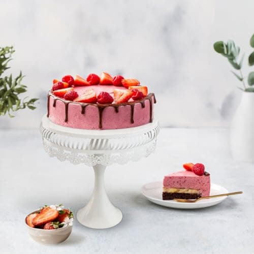 Fashionstorm 10.6 Inch Round Metal Cake Stand Dessert Display Stand for Wedding Party, Cake Stand - White Round Cake Stand, Wedding Cake Stand, Birthday Cake Stand, Party Cake Stand 2