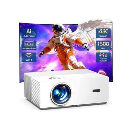 [Auto Focus & High Brightness] Outdoor Projector with WiFi and Bluetooth, Native 1080P Movie Projector, 4K Support, 1500ANSI Auto Keystone, Projector Compatible with iOS/Android/Tv Stick
