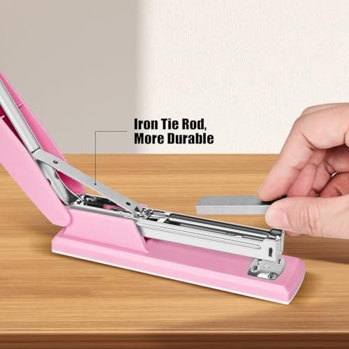 Stapler 25 Sheet Capacity with 1000 Staples and Staple Remover - Staplers for Desk, Non-Slip Office Stapler with Staples for Office, Pink 6