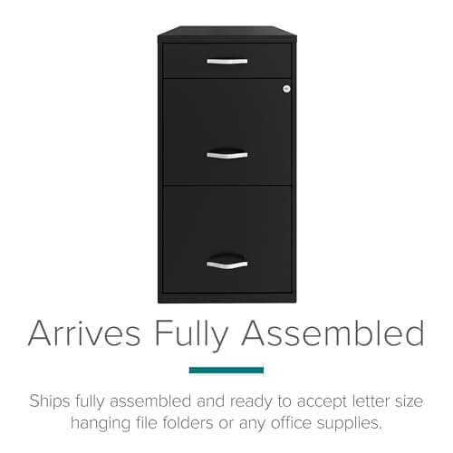 Hirsh Industries Space Solutions 18in Deep 3 Drawer Metal Organizer File Cabinet Black, Letter Size, Fully Assembled 7