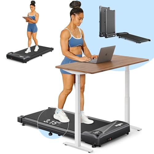 THERUN Walking Pad Treadmill Under Desk, Portable Mini Treadmill for Home/Office, Walking Pad Machine with 2.5HP and 265 lbs Weight Capacity Remote Control LED Display