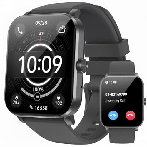 Smart Watch for Men Women, 1.85" HD Fitness Tracker with Bluetooth Calls, 5 ATM Waterproof, 130+ Sport Modes, 24/7 Heart Rate/Sleep Monitor, Pedometer, Calories, Smartwatch for Android iOS