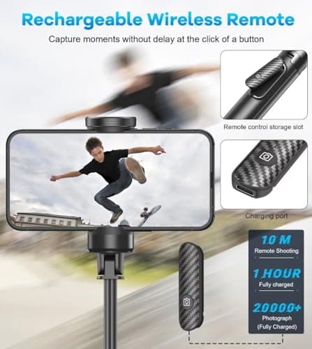 Gahenwo 60" Phone Tripod & Selfie Stick with Remote for Cell Phone 4"-7", Portable Smartphone Tripod Stand Compatible with iPhone Android, Lightweight Travel Tripod for Selfies Video Recording Vlog 5