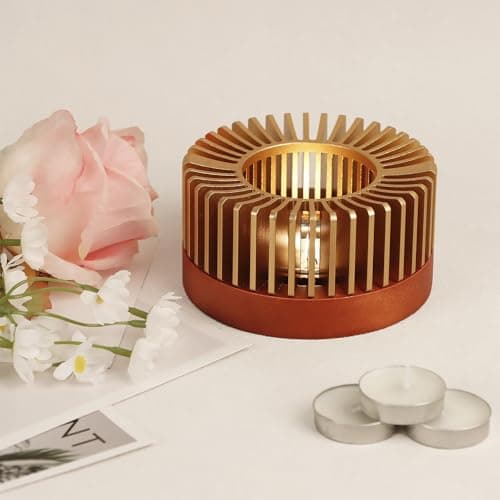 KAYCROWN Teapot Warmer, Aluminum Alloy & Wood Tea Warmer with Tealight Holder, Rose Gold Teapot Heater for Heating Coffee, Milk, Food Indoors and Outdoors, Suitable for All Teapots 7