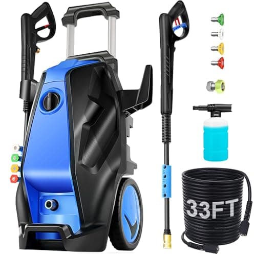 commowner 5000 PSI Pressure Washer with 33FT Hose Power Washers Powered Professional High Pressure Cleaner Machine, Foam Cannon, 4 Tips, powerwashers for Home Cars, Blue