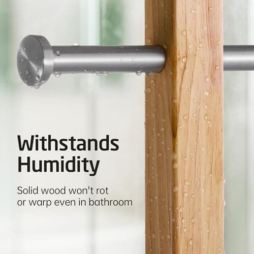 KES Width Adjustable Free Standing Towel Rack with 3X Thicker Weighted Natural Marble Base, 2-Tier Wooden Towel Rack Stand for Bathroom Floor, 18/8 Stainless Steel, Brushed Finish, BTH800-2 5