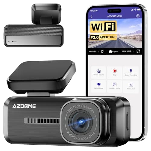 AZDOME M200 Dash Cam WiFi Mini Dashcam, 1080P Front Dash Camera for Cars, Hidden Car Camera with 24H Parking Mode G-Sensor Night Vision, AZDOME APP, Loop Recording, Support 128GB Max, Easy to Install