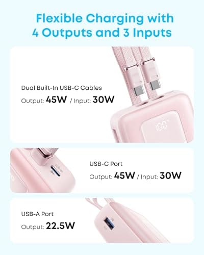 Anker Zolo Power Bank (2025 Upgraded Version), 45W Max Fast Charging, 20,000mAh Battery Pack, Dual Built-in USB-C Cables, USB-C&A Port, for iPhone 17/16 Series, Galaxy, MacBook, and More 8