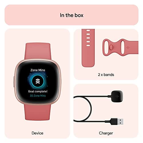 Fitbit Versa 4 Fitness Smartwatch with Daily Readiness, GPS, 24/7 Heart Rate, 40+ Exercise Modes, Sleep Tracking and more, Pink Sand/Copper Rose, One Size (S & L Bands Included) 7
