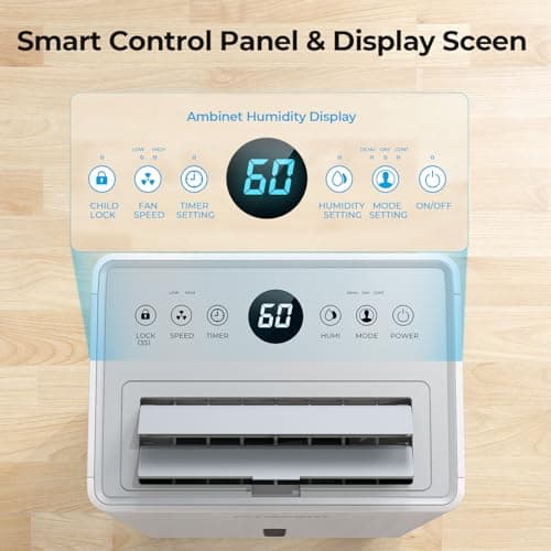 1500 Sq.ft Dehumidifier for Basement, PLUSCENT Max 21 Pint/Day Dehumidifiers for Home, Large Room, Bedroom with Drain Hose, Smart Humidity Control & Monitor, 3 Operation Modes, 24H Timer, Auto Defrost 5