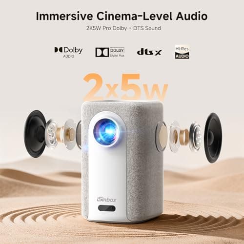 [Short Throw/1200ANSI/Built in Apps] 4K Outdoor Projector with WiFi and Bluetooth, Auto Focus Projector with Dual-Mode Stand, Smart Portable Proyector with Netflix/YouTube/PrimeVideo & Dolby 6