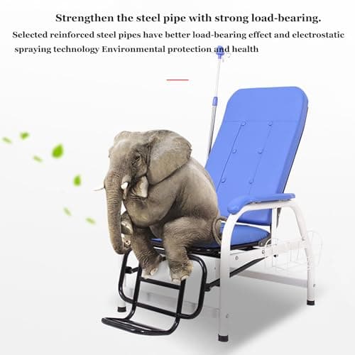 RIYIFANRONG Phlebotomy Chair, Blue, Leather, Adjustable Armrest, Infusion Stand, Reclining, Waiting Room Reception Chairs, Clinics, Laboratories 6