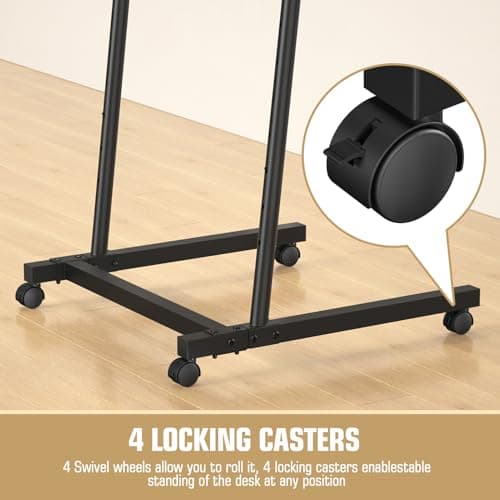 Eocnrhe Treadmill Desk, Mobile Small Standing Desk with Wheels for Walking Pad, Portable Table for Laptop, Rolling Table Adjustable Height, Bedside Table 8