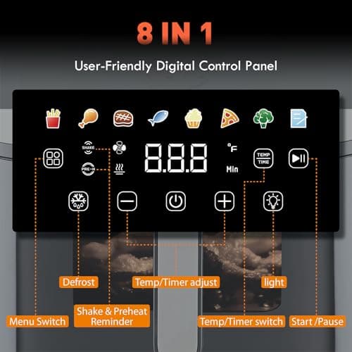 KINSING Air Fryer 8 in 1, XL 8.5 QT Large Airfryer with View Windows,MAX 400℉ for Crispy, 85% Less Oil, Fast Roast, Preheat, Shake, Bake, Non-Stick Basket for Easy Clean, With Professional Recipes 6