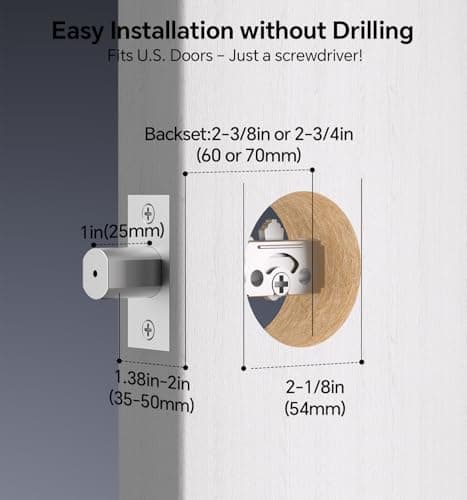 Ulecoce Fingerprint Keypad Deadbolt with Handle Set, Keyless Entry Door Lock, Door Locks for Front Door Lock Set, App Control, Auto Locking, Easy to Install, Matte Black 5