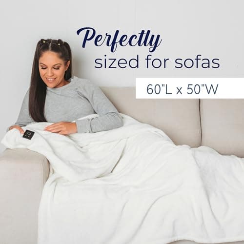 Dreamaker One-Touch Fleece Electric Heated Throw Blanket, 50x60 inches - Cozy, Machine Washable, with 4 Adjustable Heat Settings & Built-in Remote - Ultimate Comfort for Cold Nights - Off White 7