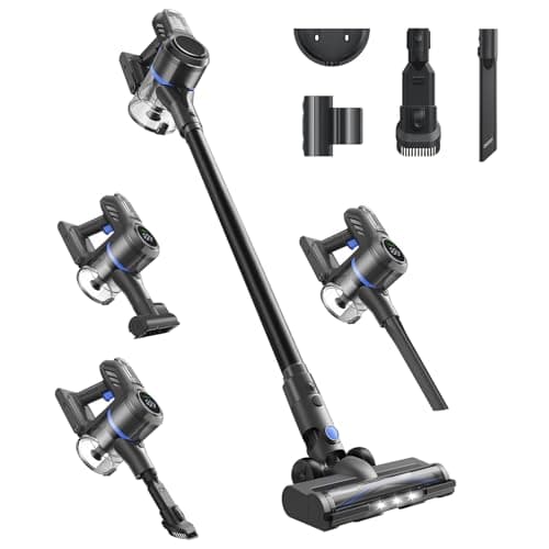 DREAME J30-W Cordless Vacuum Cleaner with LED Headlights, 450W Powerful Suction, 60Min Runtimes, Detachable Battery, One-Touch Emptying, Stick Vacuum Cleaner for Pet Hair, Carpet & Hard Floor