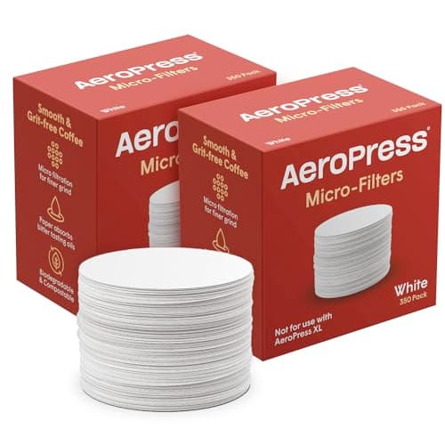 AeroPress Coffee Maker White Paper Micro-Filters, Compostable Coffee Filters Made From White, Chlorine-Free Paper, Fits Standard Size AeroPress Manual Coffee Makers, 2 Pack (700 Count)