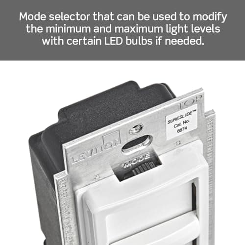 Leviton SureSlide Dimmer Switch for Dimmable LED, Halogen and Incandescent Bulbs, 6674-P0W, White 10