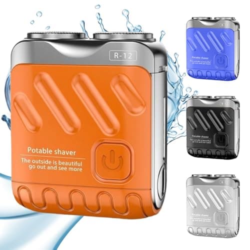 Portable Rotary Dual Ring Electric Shaver, 2025 Mini Small Steel Cannon Rotary Dual Ring Electric Razor for Men USB Rechargeable One-Button Long Lasting for Home Travel (Orange)