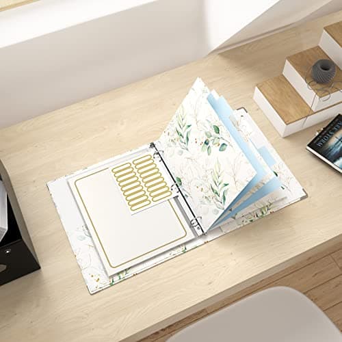 Rouidr 3 Ring Binder with clipboard, 1 inch 8.5 x 11 in Letter Size View Binders Organizer with Dividers Tabs & Clear Sleeves, School Supplies, Office Supplies, Leaves 6