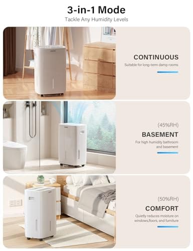 4500 Sq.Ft Energy Star Dehumidifier for Basement with Pump, Max 80 Pint/D(Standard 50Pint/D) Dehumidifier with Drain Hose, 8L Water Tank, Intelligent Humidistat, for Home, Bedroom, Bathroom 6