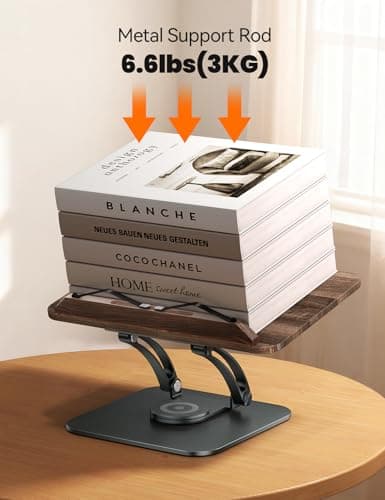 Tounee Book Stand for Reading, Adjustable Book Holder with 360° Swivel Base, Foldable Cookbook Stand Recipe Book Holder with Elastic Page Clips for Music Scores, Recipe, Tablet, Laptop-Gray 7