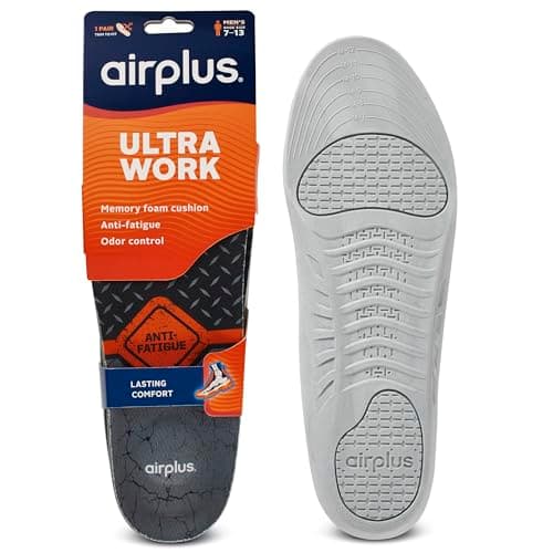 Airplus Ultra Work Memory Plus Shoe Insoles for All Day Comfort and Foot Pain Relief, Mens, Size 7-13