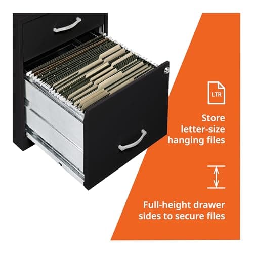 NuSparc 2 Drawer Locking Filing Cabinet | Pre-Assembled Steel Construction | Space-Saving Design is Perfect for Home and Small Office | Letter-Size | Assembled in North America 6
