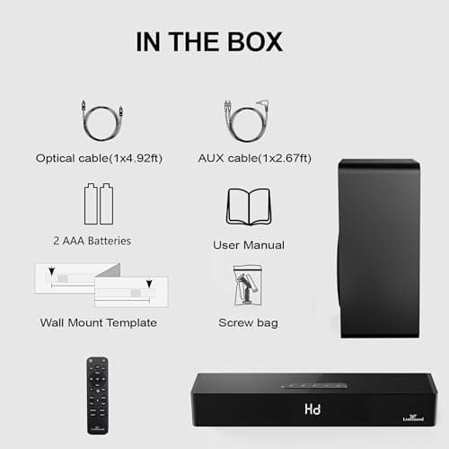 LARKSOUND 2.1 Soundbar with Subwoofer, 16" Sound Bar for TV with HDMI/Optical/AUX/Bluetooth/USB Connections 6