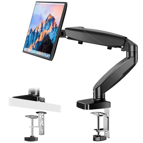 Monitor Mount Gas Spring Monitor Arm Desk Mount Fully Adjustable Fits 15-27 inch Monitors Weight Capacity up to 15.4 lbs,Dark Black