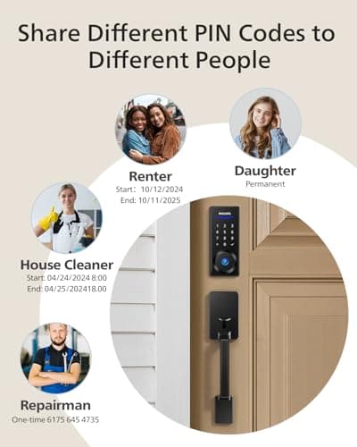 Philips Wi-Fi Smart Lock with Handle, Keyless Entry Keypad Door Lock with Handle, Front Door Deadbolt Set with WiFi Gateway, App Control, Fingerprint Unlock, PIN Code Unlock, Auto Locking 6