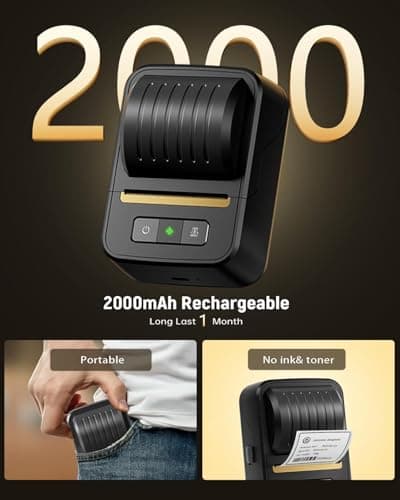 NADAllN Label Maker Machine with Tape, Bluetooth Thermal Label Printer for Small Business, Address, Barcode, Logo, Clothing, Label Makers for Office Home School 9